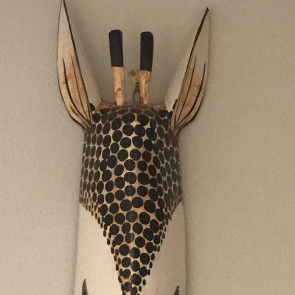 40” Tall Wood Wall Mask Giraffe Deco Safari Sculpture - Picture 5 of 5